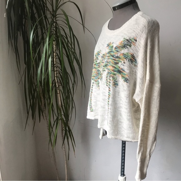 LOU & GREY Women’s Knitted Cropped Sweater Palm Print Size L - Picture 4 of 12